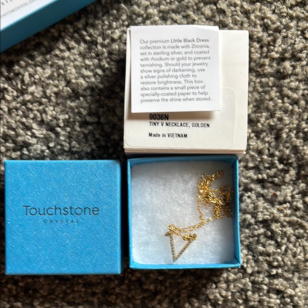 Touchstone Crystal Gold Tiny V Necklace